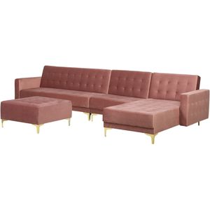 Beliani ABERDEEN - Modulaire Sofa-Roze-Fluweel