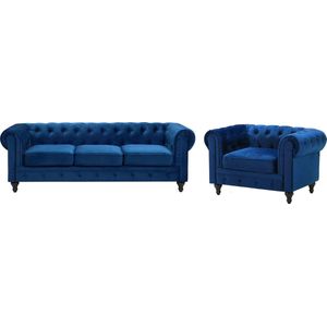 CHESTERFIELD - Woonkamerset - Blauw - Fluweel