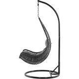 Hangstoel met standaard zwart wicker staal kussens
