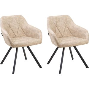 MONEE - Eetkamerstoel - Beige - Polyester