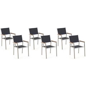 GROSSETO - Tuinstoel set van 6 - Zwart - Polyester