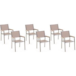 GROSSETO - Tuinstoel set van 6 - Beige - Polyester