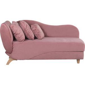 MERI - Chaise longue - Roze - Linkerzijde - Fluweel