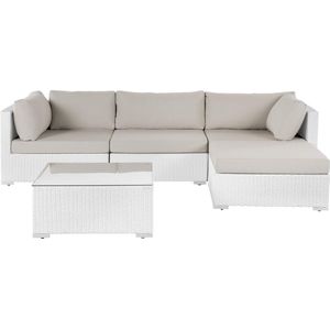 Beliani SANO - Loungeset voor 4 - Wit - PE rotan