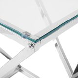 Bijzettafel zilver staal frame glas vierkant tafelblad geometrisch glamour design