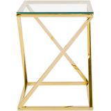 Bijzettafel goud staal frame glas vierkant tafelblad geometrisch glamour design
