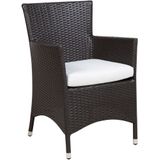 Tuinmeubelset tafel 8 stoelen zwart/wit wicker glazen tafelblad kussens traditioneel