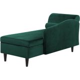 LUIRO - Chaise Longue - Groen - Linkerzijde - Fluweel