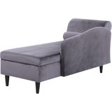 Beliani LUIRO - Chaise longue-grijs-Fluweel: Luxe en comfortabele chaise longue met opbergruimte