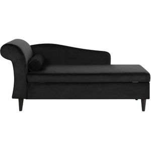 LUIRO - Chaise longue - Zwart - Linkerzijde - Fluweel