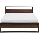 Bedframe donkerbruin hout dennenhout tweepersoons 140 x 200 cm lattenbodem scandinavisch