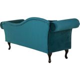 Beliani LATTES - Chaise longue in fluweel, blauw, met klassiek Chesterfield design