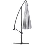 Vrijhangende tuin parasol lichtgrijs aluminium frame polyester doek 235 x 268 x 268 cm modern tuinmeubels