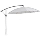 Vrijhangende tuin parasol lichtgrijs aluminium frame polyester doek 235 x 268 x 268 cm modern tuinmeubels