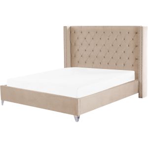 LUBBON - Tweepersoonsbed - Beige - 180 x 200 cm - Fluweel