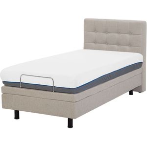 Platform bed beige 90 x 200 cm elektrisch praktisch met afstandsbediening verstelbare comfortabele zitpositie slaapkamer kinderkamer modern