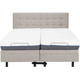 Platform bed beige 180 x 200 cm elektrisch praktisch met afstandsbediening verstelbare comfortabele zitpositie slaapkamer kinderkamer modern