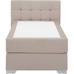 Beliani - Einzelbett Beige 90 x 200 cm Leinenoptik Mit Lattenrost Dekorative Kopfteil Knopfverzierung Quadratischen Steppnähte Modern
