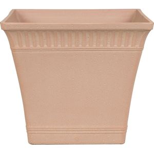 Bloempotten plantenpot perzikroze steenmix vierkant 34 x 34 x 30 cm buiten weersbestendig