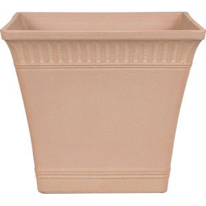 Bloempotten plantenpot perzikroze steenmix vierkant 41 x 41 x 36 cm buiten weersbestendig