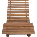Beliani BRESCIA  - Strandstoel set van 2 - Lichte houtkleur/Rood - Acaciahout