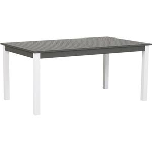 Tuintafel donkergrijs/wit aluminium 168/248 x 100 cm uitschuifbaar tafelblad