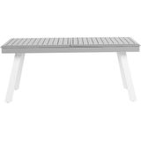 Tuintafel lichtgrijs/wit aluminium 175/255 x 100 cm uitschuifbaar tafelblad