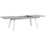 Tuinset lichtgrijs/wit aluminium 7-delig uitschuifbaar tafelblad