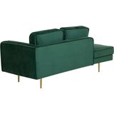Beliani MIRAMAS - Moderne Chaise Longue in Smaragdgroen Fluweelstof | Stevige Zit | Decoratief Rugkussen