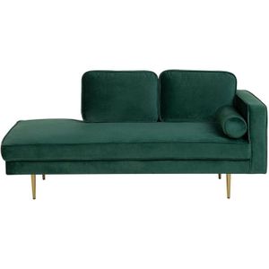 Beliani MIRAMAS - Moderne Chaise Longue in Smaragdgroen Fluweelstof | Stevige Zit | Decoratief Rugkussen