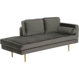 MIRAMAS - Chaise longue - Grijs - Rechterzijde - Fluweel