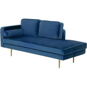 MIRAMAS - Chaise longue - Blauw - Linkerzijde - Fluweel