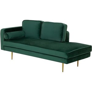 MIRAMAS - Chaise longue - Smaragdgroen - Linkerzijde - Fluweel