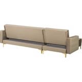 Beliani ABERDEEN - Hoekslaapbank - Beige - Rechterzijde - 267 cm - Fluweel