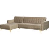 Beliani ABERDEEN - Hoekslaapbank - Beige - Rechterzijde - 267 cm - Fluweel