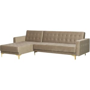 ABERDEEN - Hoekslaapbank - Beige - Rechterzijde - 267 cm - Fluweel