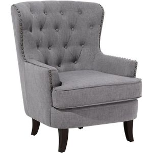 VIBORG - Chesterfield fauteuil - Lichtgrijs - Polyester