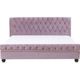 AVALLON - Tweepersoonsbed - Roze - 180 x 200 cm - Fluweel