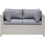 Loungeset tweezitsbank 2 fauteuils ottomaan en salontafel beige/lichtgrijs wicker 4-zits