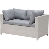 Loungeset tweezitsbank 2 fauteuils ottomaan en salontafel beige/lichtgrijs wicker 4-zits