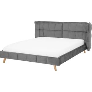 SENLIS - Tweepersoonsbed - Grijs - 160 x 200 cm - Fluweel