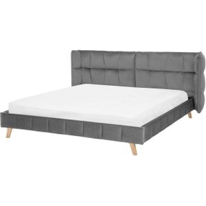 SENLIS - Tweepersoonsbed - Grijs - 180 x 200 cm - Fluweel