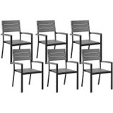 Tuinstoel set van 6 stoelen grijs/kunsthout aluminium