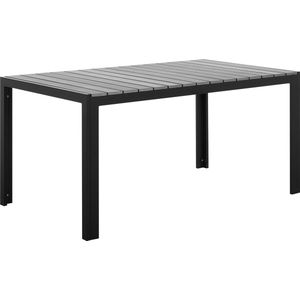 Gartentisch Grau und Schwarz Aluminium Kunstholz Rechteckig 150x90 cm für 6 Personen Modern für Terrasse Garten Ausstattung