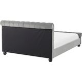 AVALLON - Tweepersoonsbed - Grijs - 140 x 200 cm - Fluweel