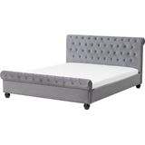 AVALLON - Tweepersoonsbed - Grijs - 140 x 200 cm - Fluweel