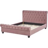 AVALLON - Tweepersoonsbed - Roze - 140 x 200 cm - Fluweel