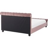 AVALLON - Tweepersoonsbed - Roze - 140 x 200 cm - Fluweel