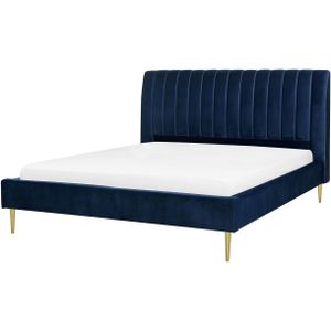 MARVILLE - Tweepersoonsbed - Blauw - 160 x 200 cm - Fluweel