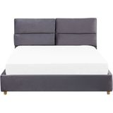 BATILLY - Tweepersoonsbed - Grijs - 140 x 200 cm - Fluweel